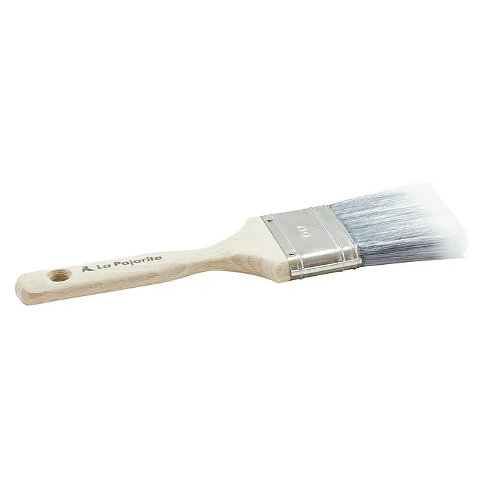 La Pajarita Pincel plano angular Nº 60 - Fibra sintética, Madera, Largo: 61 mm - Pincel de alta calidad La Pajarita con mango de madera y virola plateada. Ideal para una aplicación precisa de pinturas y barnices.