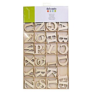 Artemio Letra de madera Alfabeto (130 ud., 6 cm, Natural/marrón claro)