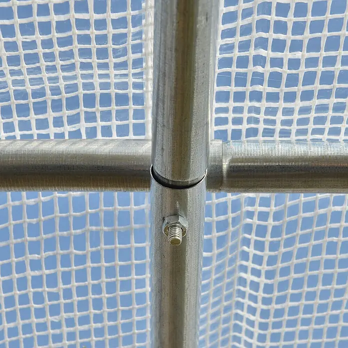 Outsunny Gewächshaus - 295 x 200 cm, Material Seitenwand: Kunststoff, 2 mm - Verzinkter Stahlrahmenanschluss eines Gewächshauses mit weißer gitterverstärkter transparenter Kunststoffabdeckung.