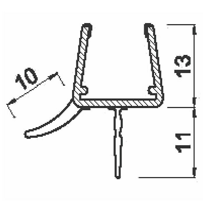 Perfil de sellado vierteaguas inferior (L x An x Al: 100 cm x 10,8 mm x 9  mm)