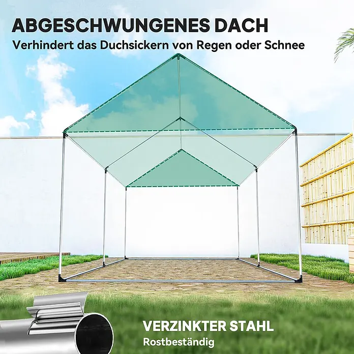 Outsunny Gewächshaus - 300 x 200 cm, Material Seitenwand: Kunststoff, 2 mm - Metall-Vordachrahmen mit grünem Schrägdach, entworfen gegen Regen-/Schneelecks. Aus rostbeständigem verzinktem Stahl.