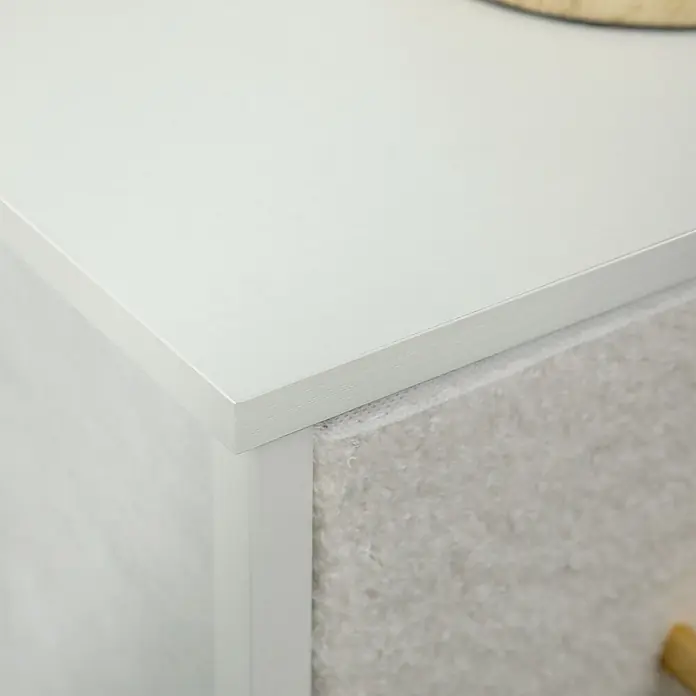 Homcom Kommode 1-teilig - Weiß, Anzahl Schubladen: 9 Stk. - Weiße Möbelplatte mit strukturierter hellgrauer Schubladenfront und goldenem Griffdetail.