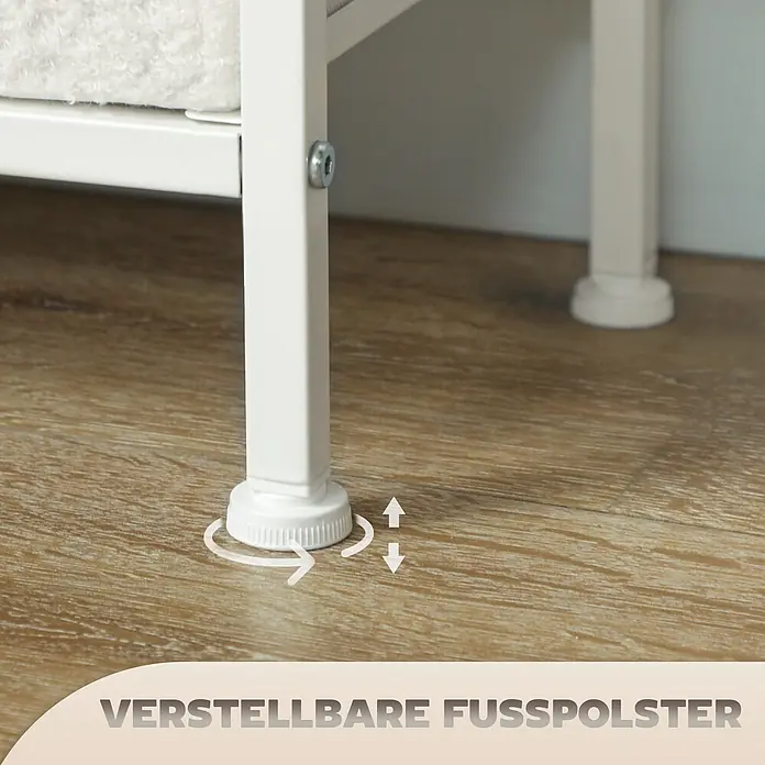 Homcom Kommode 1-teilig - Weiß, Anzahl Schubladen: 9 Stk. - Weißer verstellbarer Möbelfuß auf Holzboden. Ermöglicht Nivellierung und Höhenanpassung.