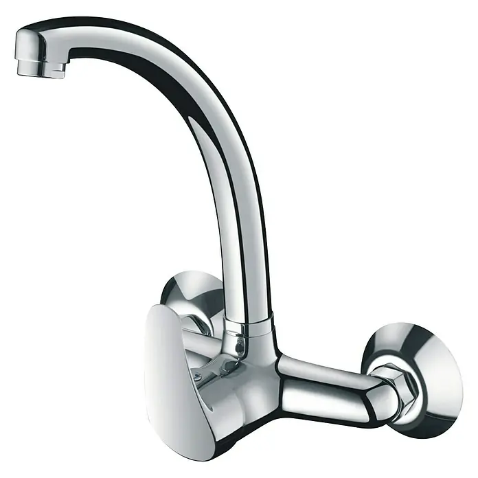 Cosmobath Grifo de cocina Brampton - Cromo, Brillante - Grifo cromado de pared con caño giratorio, ideal para cocina y baño. Diseño elegante y acabado de alta calidad.