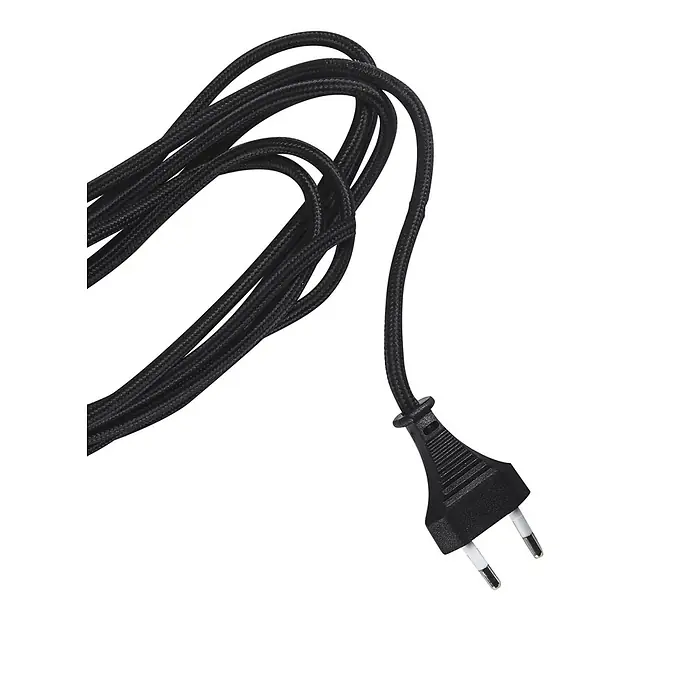 PR Home Pendelleuchte Solo - 25 W, E27 - Schwarzes geflochtenes Stromkabel mit zweipoligem Stecker.