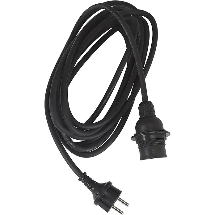 PR Home Pendelleuchte 17cm Outdoor - 15 W, E27 - Schwarzes Elektrokabel mit Stecker und Lampenfassung. Nennspannung 450/750V, 2x1.0mm².
