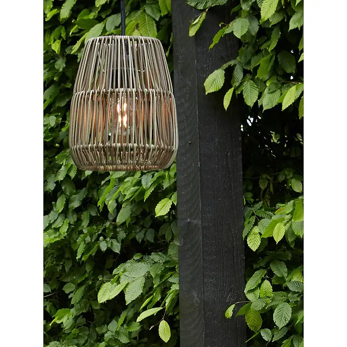 PR Home Pendelleuchte 18cm Outdoor - 15 W, E27 - Gewebte Outdoor-Hängelampe mit freiliegender Edison-Glühbirne, die warmes Licht abgibt.