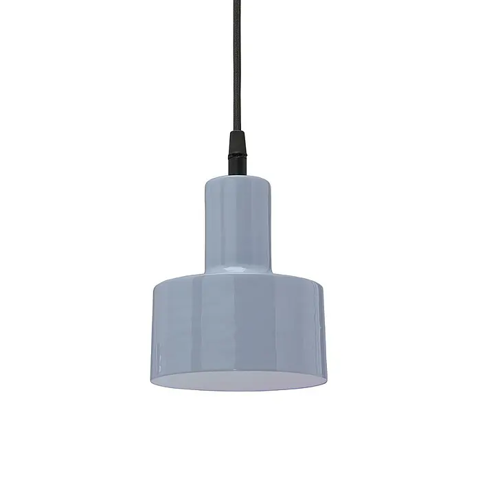 PR Home Pendelleuchte Solo - 25 W, E27 - Hellgraue Keramik-Pendelleuchte mit schwarzem Textilkabel.