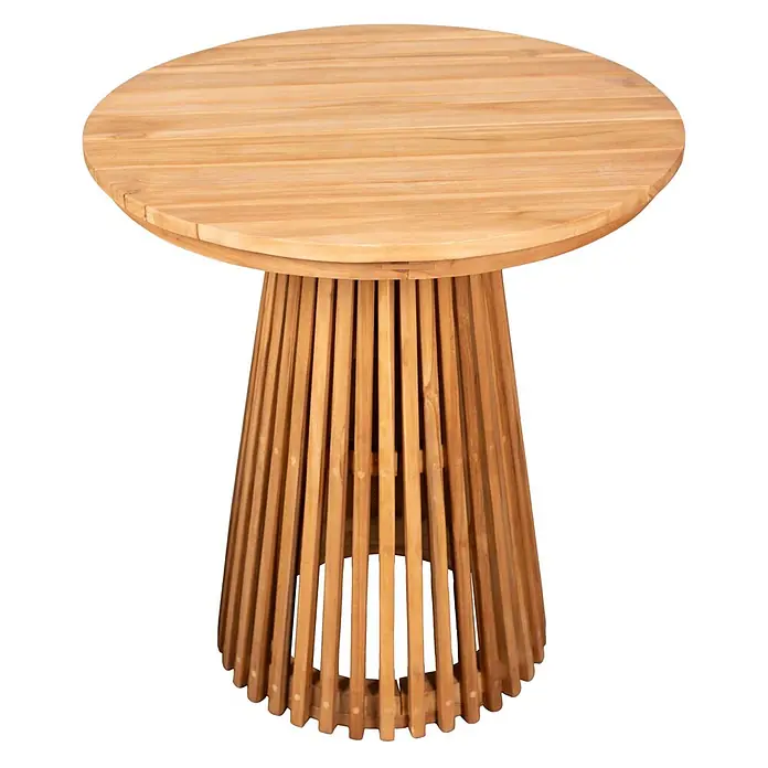 Bene Living Gartenliegen-Set Deckchair Yacht & Tische Verwood - B x T: 170 x 60 cm, braun, Naturmaterialien, Klappbar - Runder Holztisch mit Lamellenplatte und konischem Lamellenfuß.