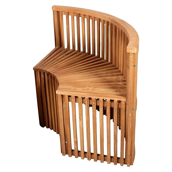 Bene Living Gartenliegen-Set Deckchair Yacht & Tische Verwood - B x T: 170 x 60 cm, braun, Naturmaterialien, Klappbar - Gebogene Gartenbank aus Teakholz mit Latten.