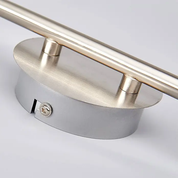 Lindby Deckenleuchte Elaina - alu / grau / zink, E14 - Gebürstete Metallarmatur mit runder Basis, einer horizontalen Stange und einer sichtbaren Montageschraube.