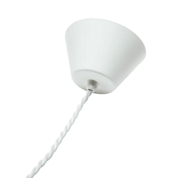PR Home Pendelleuchte Stina - 15 W, E27 - Weiße Deckenrosette mit geflochtenem Textilkabel für Beleuchtung.