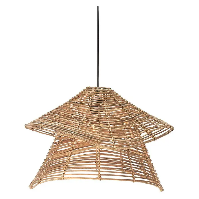 PR Home Pendelleuchte Olga - 40 W - Pendelleuchte aus natürlichem Rattan mit gestuftem Schirm.