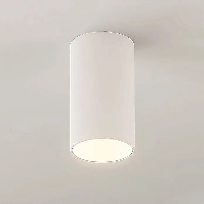 Arcchio Deckenleuchte Brinja - L x B x H: 6 x 6 x 10,5 cm, weiß / opal, weiß / opal, GU10 - Weißer zylindrischer Deckenstrahler mit beleuchteter Unterseite.
