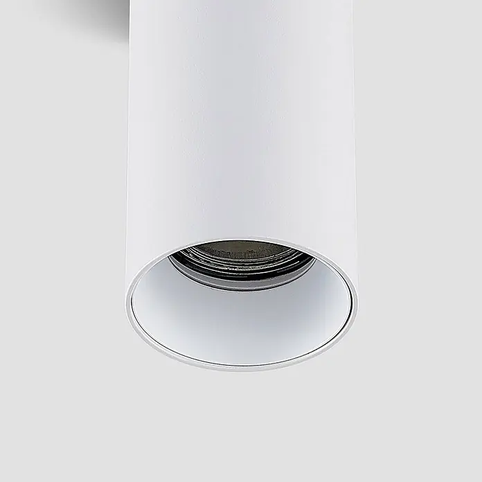 Arcchio Deckenleuchte Brinja - L x B x H: 6 x 6 x 10,5 cm, weiß / opal, weiß / opal, GU10 - Weißer zylindrischer Anbau-Downlight mit reflektierender Innenseite und sichtbarem LED-Modul.