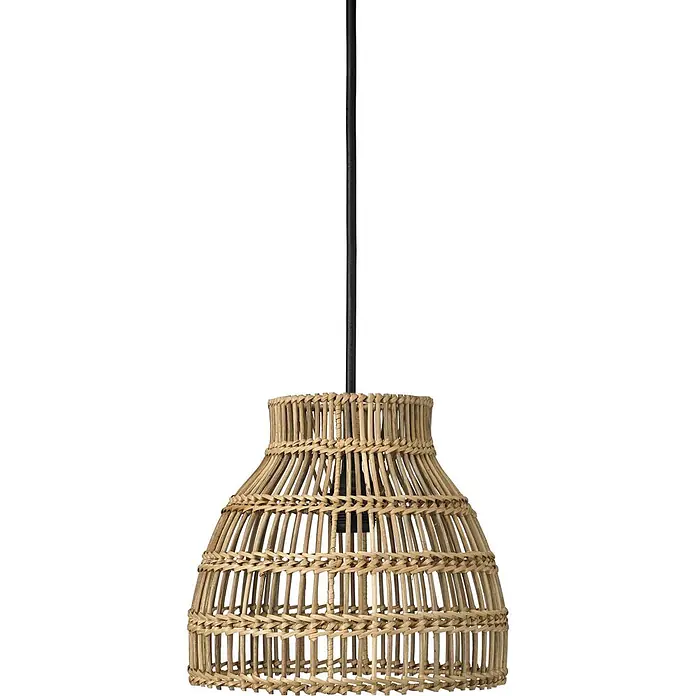 PR Home Pendelleuchte Sarah - 40 W, E27 - Natürliche Rattan-Pendelleuchte mit schwarzem Kabel.