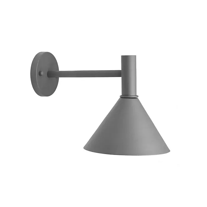 PR Home Außenwandleuchte Mini-Tripp - 15 W, IP44 - Graue Wandleuchte mit horizontalem Arm und konischem Schirm.
