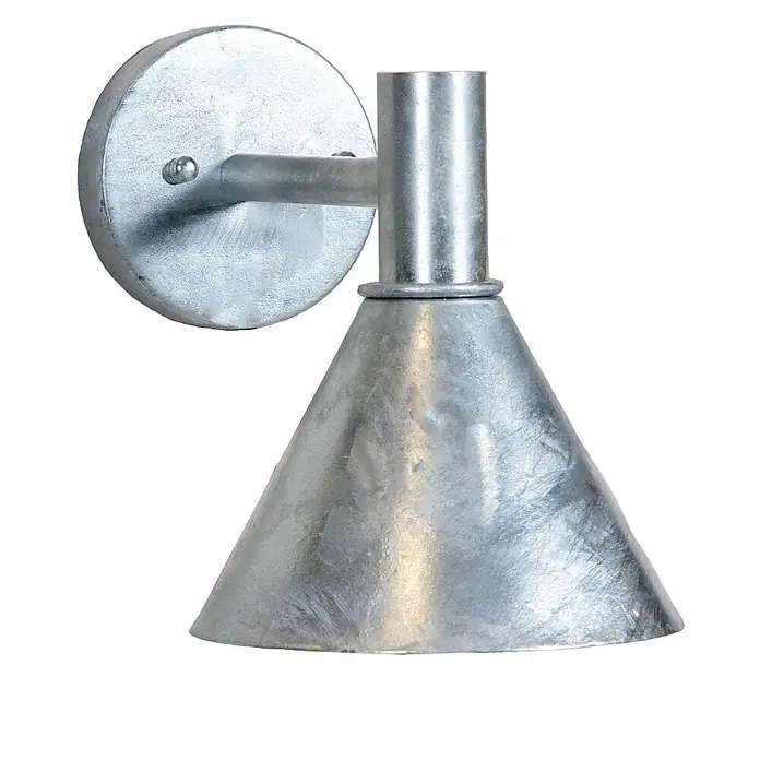 PR Home Außenwandleuchte Mini-Tripp - 15 W, IP44 - Wandleuchte aus verzinktem Metall mit konischem Schirm und runder Wandhalterung.