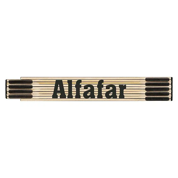 BAUHAUS Metro de madera - Alfafar, Largo: 200 cm - Imagen de un metro plegable con la palabra "Alfafar" impresa, una herramienta práctica para mediciones precisas.