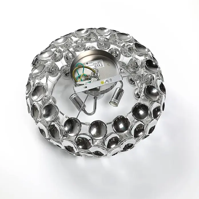 Lindby Deckenleuchte Reza - chrom / silber, chrom / silber, E14 - Silberne Deckenleuchte mit dekorativem klaren Rahmen, verziert mit zahlreichen chromfarbenen Spiegelscheiben und mehreren E14-Fassungen.