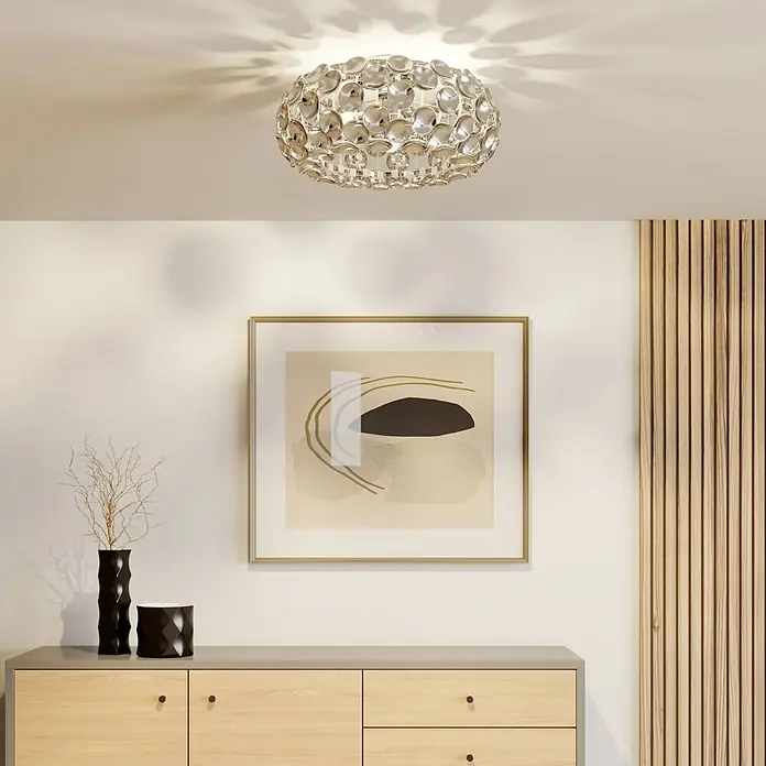 Lindby Deckenleuchte Reza - chrom / silber, chrom / silber, E14 - Verzierte Deckenleuchte mit reflektierenden Akzenten, die gemustertes Licht in einen modernen Raum wirft.