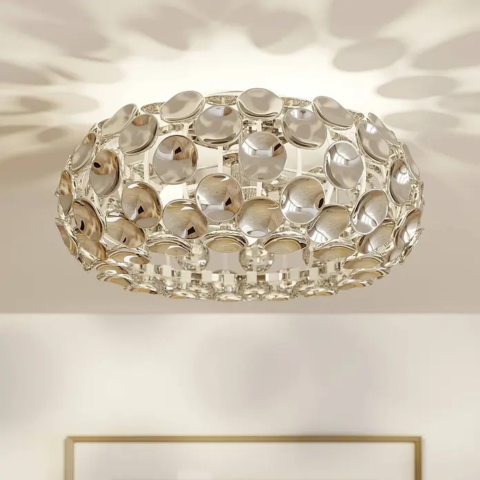 Lindby Deckenleuchte Reza - chrom / silber, chrom / silber, E14 - Moderne Deckenleuchte mit rundem, dekorativem Schirm aus vielen reflektierenden, polierten Chromscheiben.