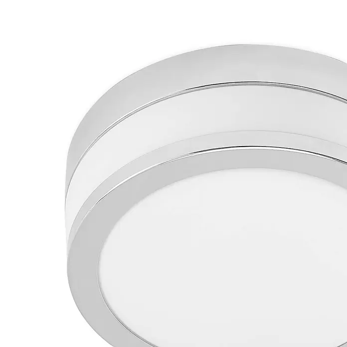 Lindby Deckenleuchte Flavi - L x B x H: 23 x 23 x 9 cm, chrom / silber, E27 - Runde Deckenleuchte mit silbernem/chromfarbenem Rand und weißem Diffusor.