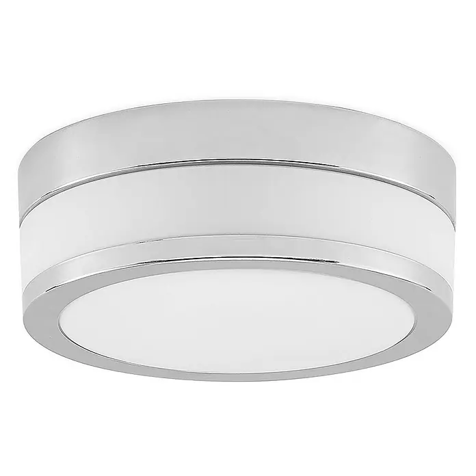 Lindby Deckenleuchte Flavi - L x B x H: 23 x 23 x 9 cm, chrom / silber, E27 - Runde, verchromte Deckenleuchte mit einem weißen, runden Diffusor zur Deckenmontage.