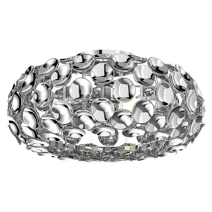 Lindby Deckenleuchte Reza - chrom / silber, chrom / silber, E14 - Moderne Chrom-Deckenleuchte mit reflektierenden, überlappenden Scheibenelementen für dekoratives Licht.