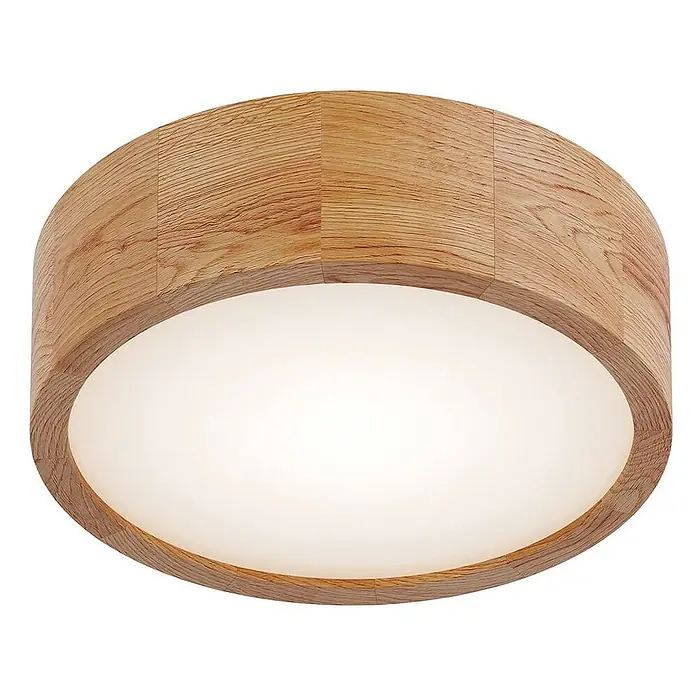 Envostar Deckenleuchte Kerio - L x B x H: 27 x 27 x 8 cm, Holz hell, E27 - Runde Deckenleuchte aus Holz mit weißem Diffusor.