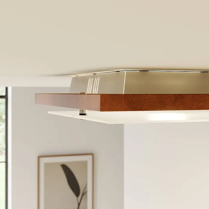 Envostar Deckenleuchte Kerio - Holz dunkel, E27 - Moderne Deckenleuchte mit dunklem Holzrahmen und weißer Leuchtplatte, mit integrierten LEDs, die Decke und nach unten beleuchten.