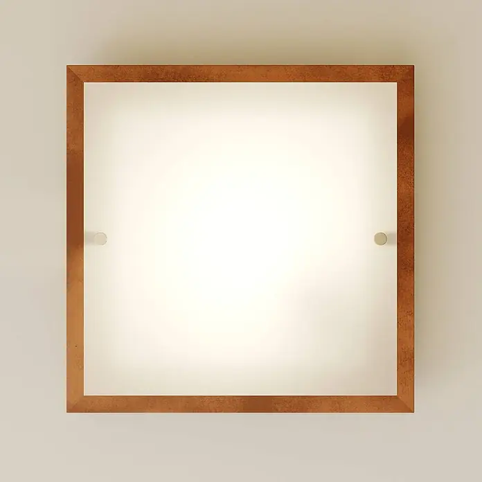 Envostar Deckenleuchte Kerio - Holz dunkel, E27 - Quadratische Deckenleuchte mit kupferfarbenem Rahmen und beleuchtetem weißem Diffusor.