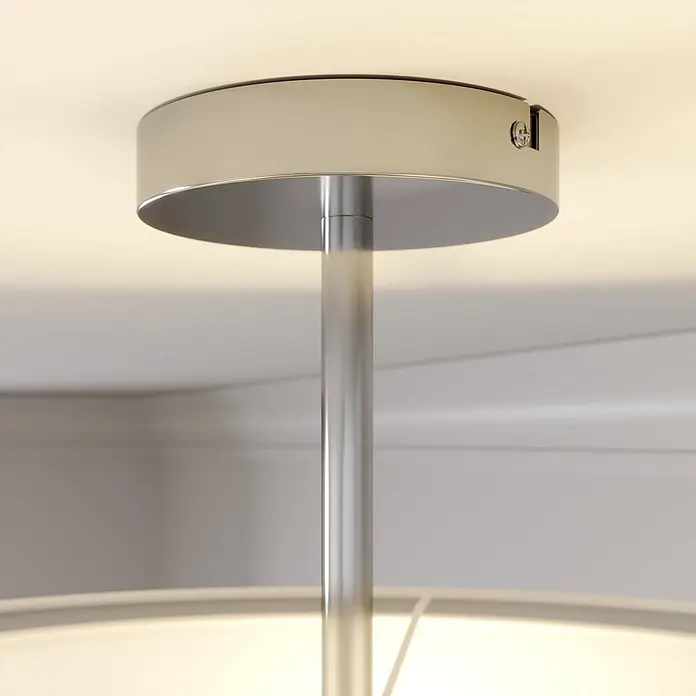Lindby Deckenleuchte Pikka - weiß / opal, E27 - Glänzende Metall-Deckenleuchtenabdeckung mit zentraler Aufhängestange.