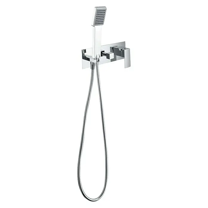 Imex Sistema de ducha empotrado Noruega - Con grifo monomando, Cromado, Cromo - Moderna grifería de ducha con cabezal cuadrado y acabado cromado brillante para un diseño de baño elegante.