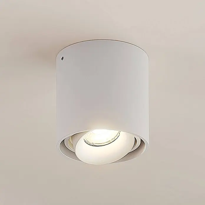Arcchio Deckenleuchte Walza - weiß / opal, GU10 - Weißer zylindrischer, verstellbarer Deckenstrahler mit warmem Licht.