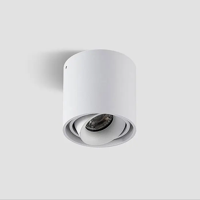 Arcchio Deckenleuchte Walza - weiß / opal, GU10 - Weißer zylindrischer Aufbau-Spotstrahler mit verstellbarer innerer Lichtquelle.