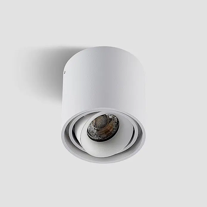 Arcchio Deckenleuchte Walza - weiß / opal, GU10 - Weißer, zylindrischer Aufbaustrahler mit schwenkbarer Lichtquelle.