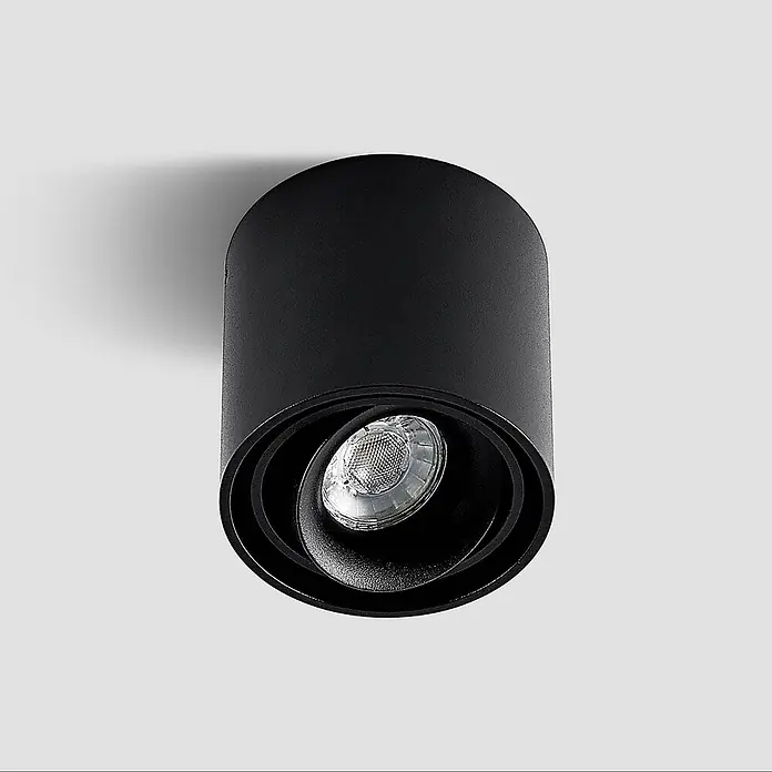 Arcchio Deckenleuchte Walza - schwarz, GU10 - Schwarzer zylindrischer Deckenstrahler mit verstellbarem LED-Licht.