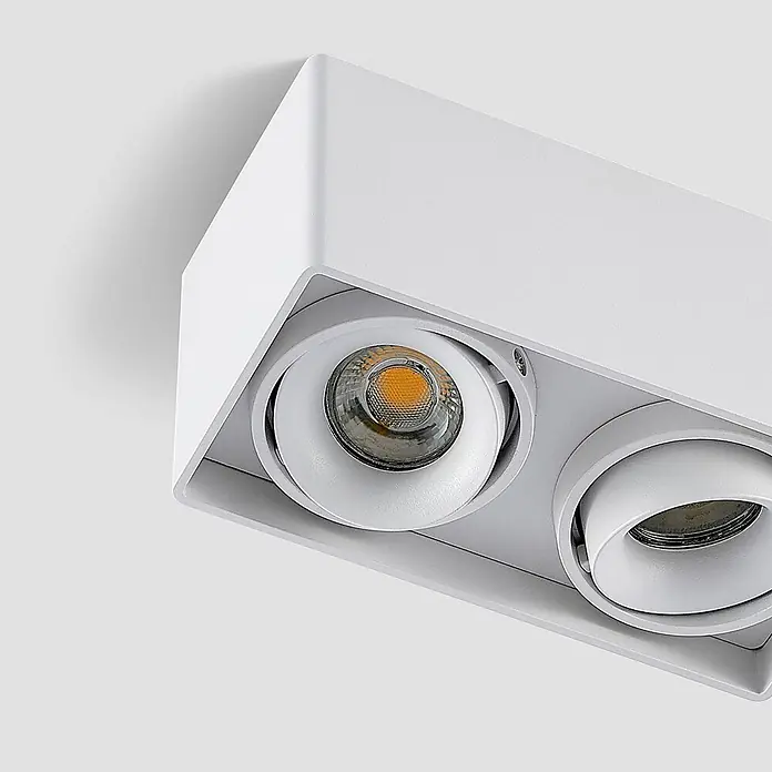 Arcchio Deckenleuchte Kubika - weiß / opal, GU10 - Weiße Aufbauleuchte mit zwei schwenkbaren LED-Spots.