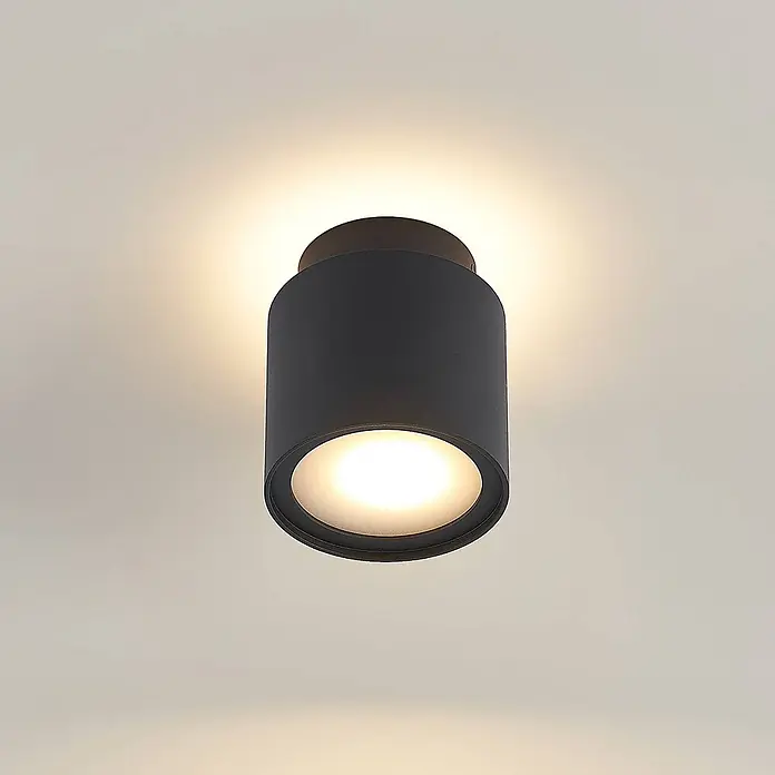 Arcchio Deckenstrahler Walisa - schwarz, schwarz, GU10 - Zylindrische, mattschwarze Deckenleuchte mit nach oben und unten strahlendem Warmweißlicht.