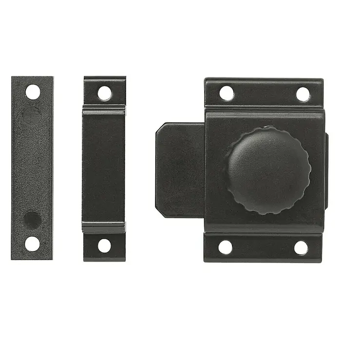 Pestillo deslizante - L x An x Al: 22 x 45 x 3,6 mm, Aluminio, Negro - Un robusto cerrojo de cañón negro para puertas y ventanas, perfecto para mayor seguridad y un aspecto rústico.