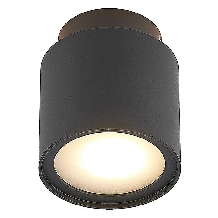 Arcchio Deckenstrahler Walisa - schwarz, schwarz, GU10 - Dunkel gehaltene zylindrische Deckenleuchte mit warmweißer Beleuchtung.