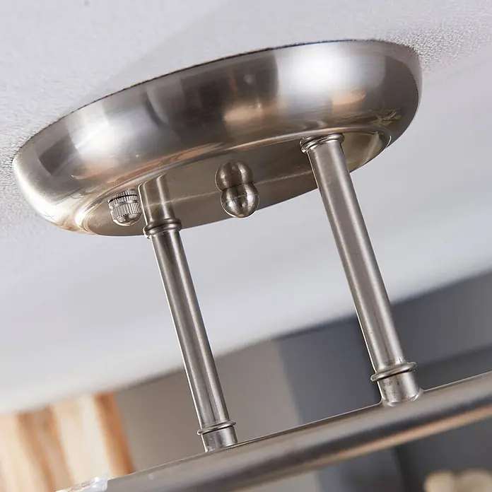 Lindby Deckenleuchte Svean - alu / grau / zink, E14 - Deckenbaldachin und Tragstangen aus gebürstetem Nickel für eine Leuchte.