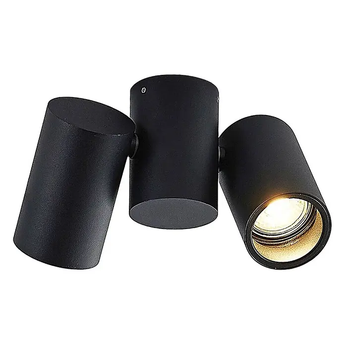 Arcchio Deckenstrahler Gesina - L x B x H: 17,5 x 5,7 x 11,5 cm, schwarz, schwarz, GU10 - Schwarze dreiflammige, verstellbare LED-Spotleuchte, eine Lampe leuchtet.