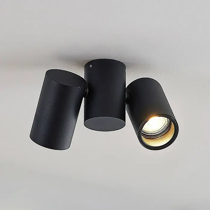 Arcchio Deckenstrahler Gesina - L x B x H: 17,5 x 5,7 x 11,5 cm, schwarz, schwarz, GU10 - Mattschwarze Deckenleuchte mit drei verstellbaren zylindrischen Strahlern.