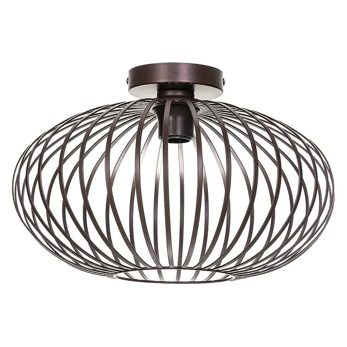 Lindby Deckenleuchte Nahele - braun / rost, braun / rost, E27 - Braune Deckenleuchte aus Metall mit elliptischem Käfig-Design.