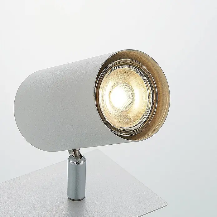 Lindby Deckenstrahler Joffrey - L x B x H: 49 x 9,5 x 16,5 cm, weiß / opal, weiß / opal, GU10 - Zylindrischer silberner Strahler mit verstellbarem Gelenk, der warmes, helles Licht ausstrahlt.