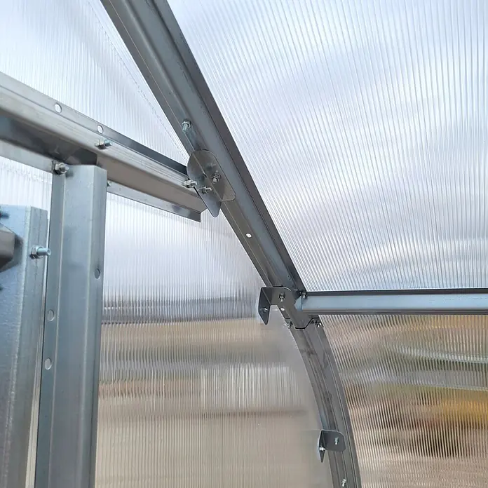 Klasika Greenhouses Gewächshaus Drop Klasika - Außenmaß inkl. Dachüberstand (B x T): 250 x 200 cm, Material Seitenwand: Kunststoff, 4 mm, Silbergrau - Verzinkter Metallrahmen eines Gewächshauses mit transluzenten, gerippten Polycarbonatplatten.