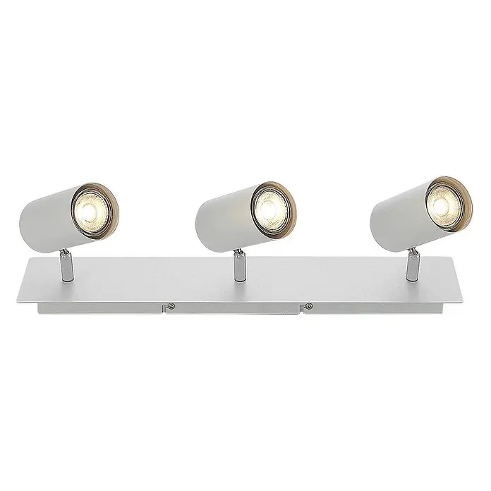 Lindby Deckenstrahler Joffrey - L x B x H: 49 x 9,5 x 16,5 cm, weiß / opal, weiß / opal, GU10 - Dreifacher Strahlerbalken aus mattem Silbermetall.
