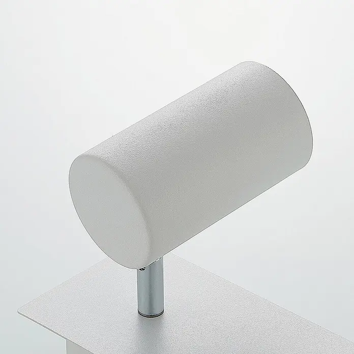 Lindby Deckenstrahler Joffrey - L x B x H: 49 x 9,5 x 16,5 cm, weiß / opal, weiß / opal, GU10 - Weißer, texturierter, zylindrischer Schmuckständer mit silbernem Sockel.